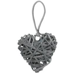 Gland de clé coeur en osier gris pour accessoiriser meubles et objets - V.créations